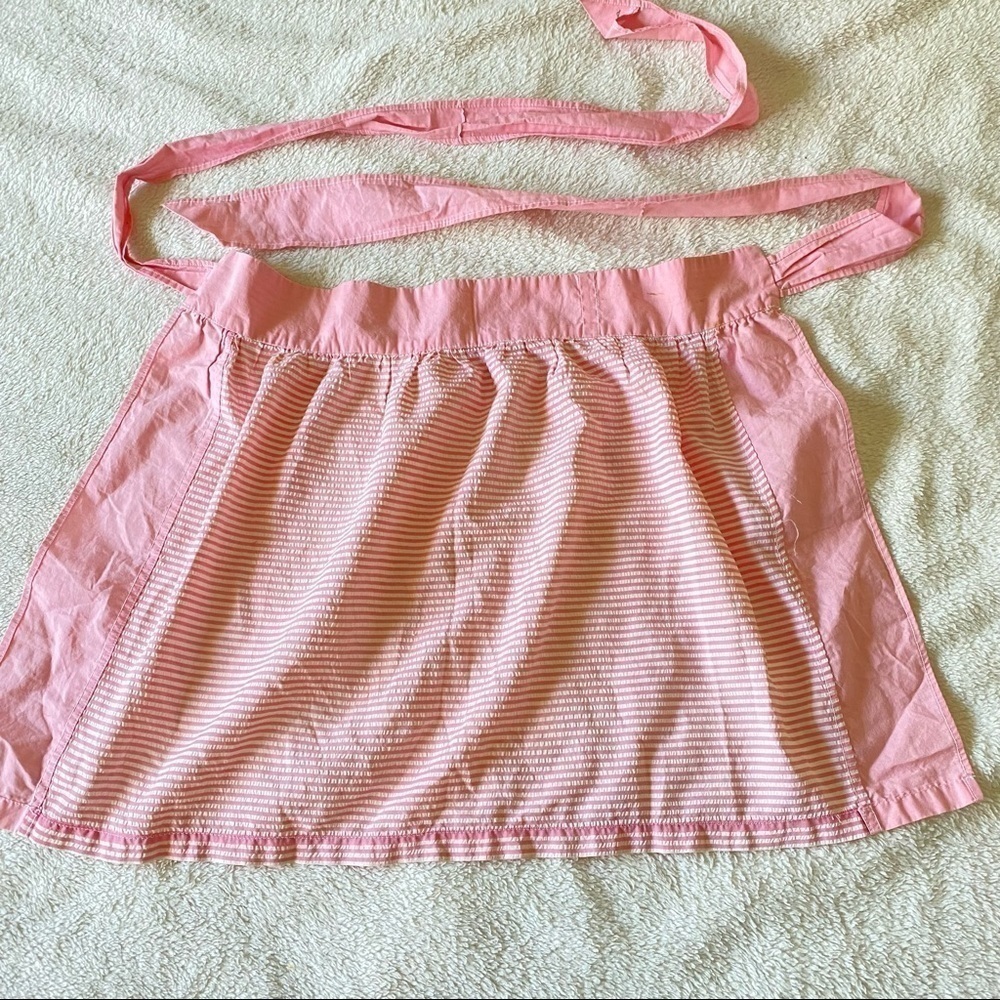 𝅺PINK retro candy striped half apron​​​​​
